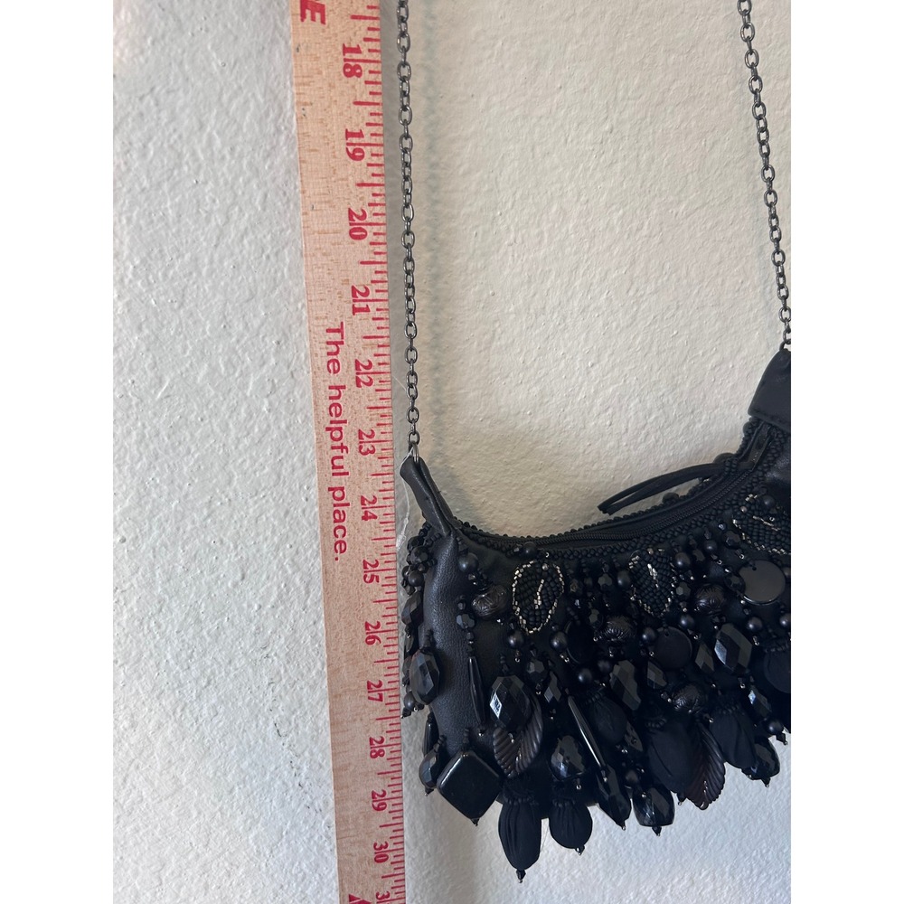 MARY FRANCES Handmade Black Beaded Bauble Mini Handbag Crossbody Chain Bag $215 - Picture 7 of 9